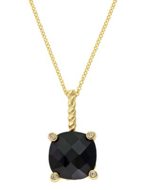 Effy 14k Yellow Gold Diamond and Onyx Pendant - ONYX