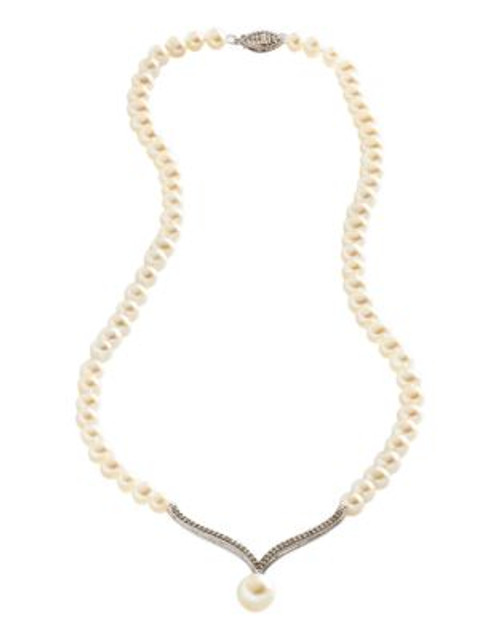 Fine Jewellery 10K White Gold Diamond And Pearl Necklace - PEARL