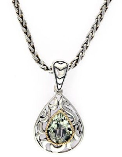 Effy 18k Yellow Gold and Silver Green Amethyst Pendant - AMETHYST