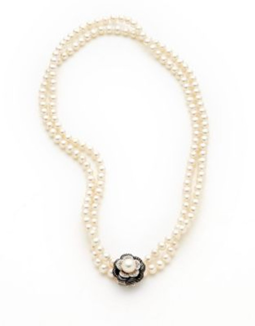 Town & Country Sterling Silver Diamond And Freshwater Pearl Necklace - PEARL