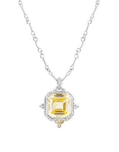 Judith Ripka Estate Ascher Cut Stone Pendant on 17 inch chain - YELLOW