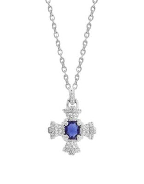 Judith Ripka Ambrosia Maltese Cross pendant on 17 inch chain - BLUE