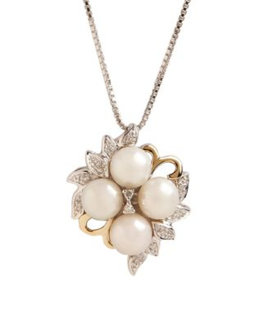 Fine Jewellery 14K Yellow Gold And Sterling Silver with Pearl and Diamond Pendant - PEARL