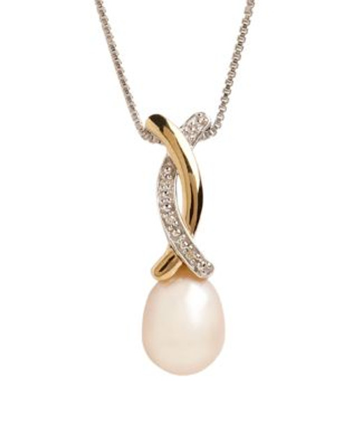 Fine Jewellery Sterling Silver 14K Yellow Gold Diamond And Pearl Heart Pendant - PEARL