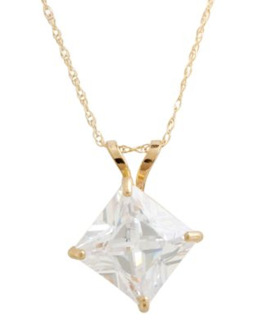 Fine Jewellery 14K Yellow Gold Cubic Zirconia Square Pendant - CUBIC ZRCONIA