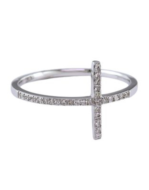 Effy 14K White Gold Diamond Horizontal Cross Ring - DIAMOND - 7