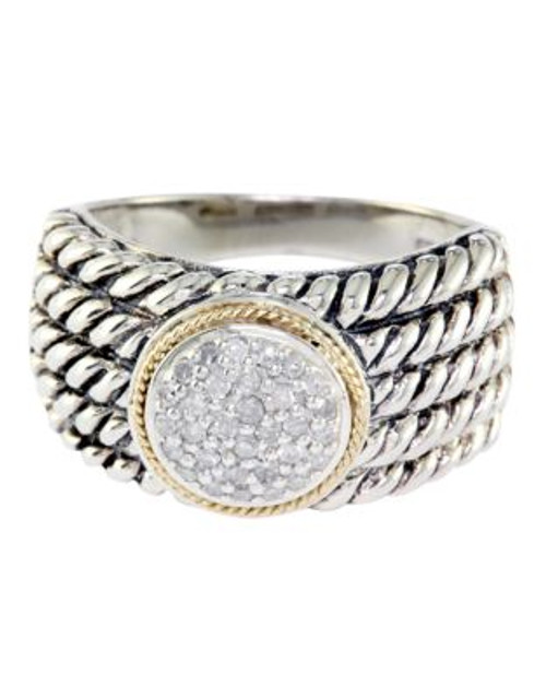 Effy Balissima Sterling Silver with 18Kt Yellow Gold Pave Circle Diamond Ring - SILVER