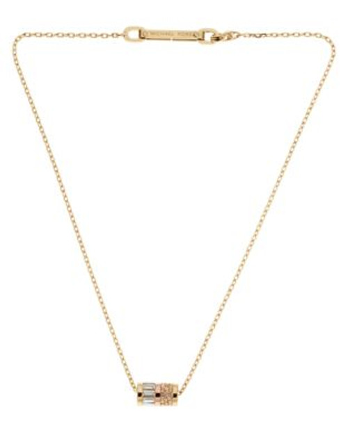 Michael Kors Gold Tone Barrel Pendant Necklace - GOLD