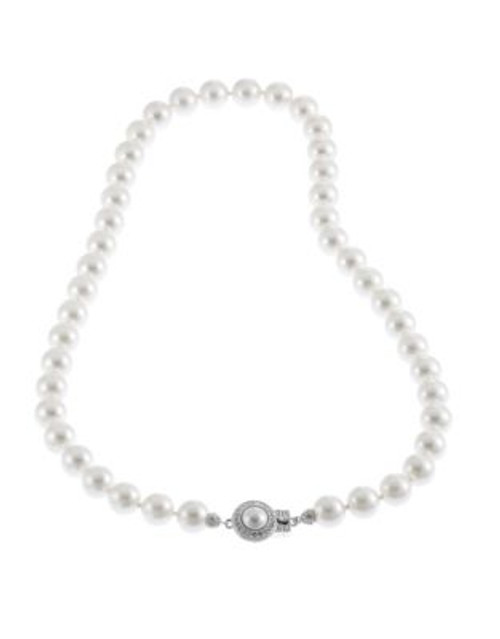 Nadri NADRI 16 inch 8mm Pearl Necklace with Pave Framed Pearl clasp - PEARL