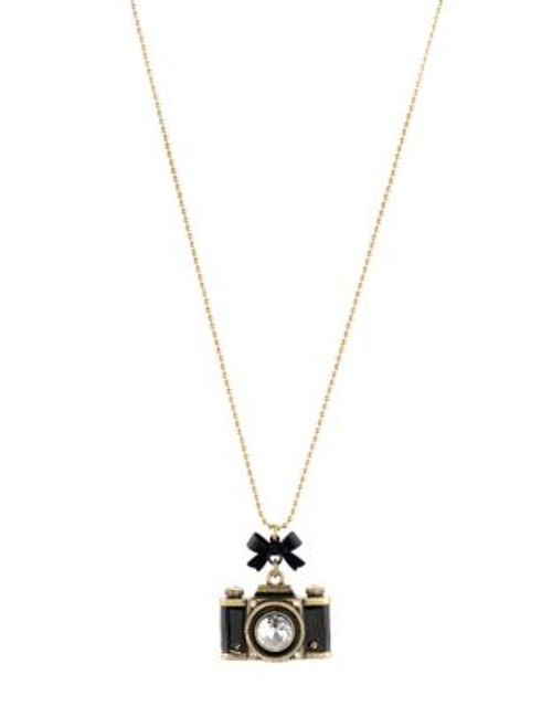 Betsey Johnson Camera Pendant Long Necklace - BLACK