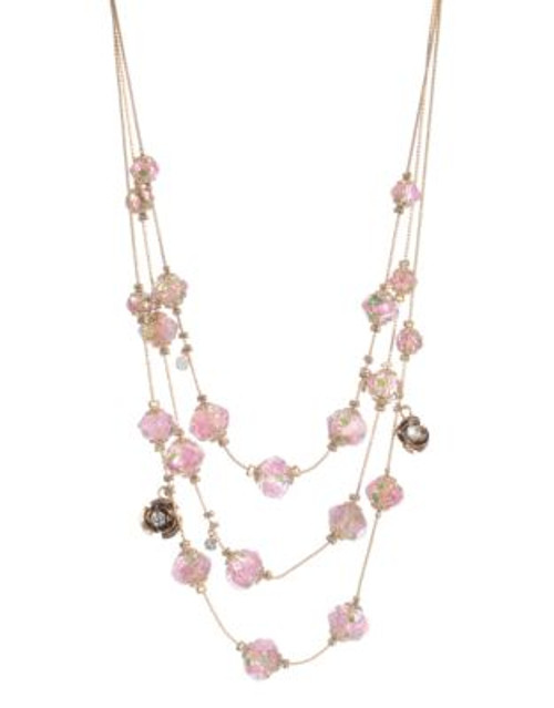 Betsey Johnson Flower Bead Illusion Necklace - MULTI COLOURED