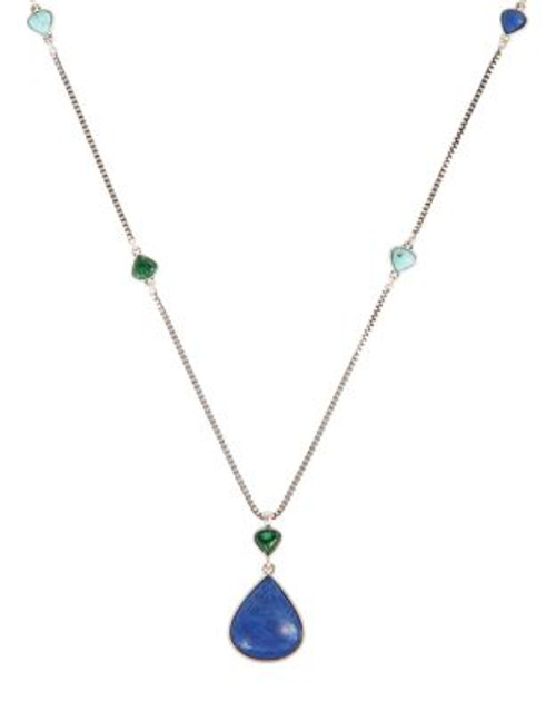 Lucky Brand Long Blue Pendant Necklace - SILVER