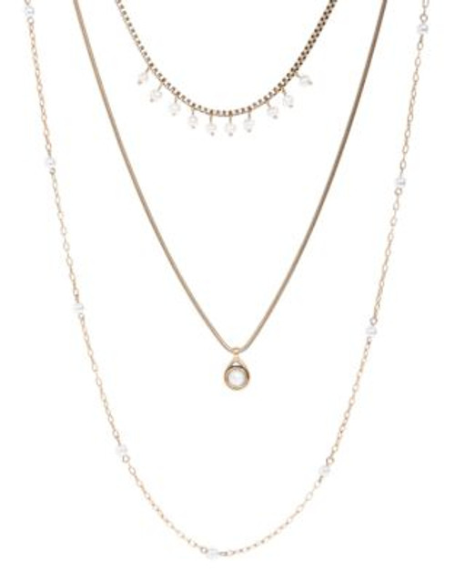 Lucky Brand Gold Tone Pearl Layer Necklace - GOLD