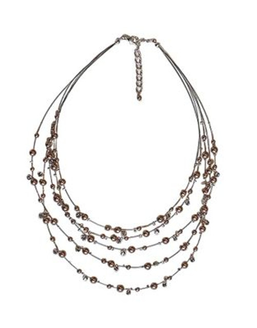 Cezanne Five Row Illusion Necklace - BEIGE