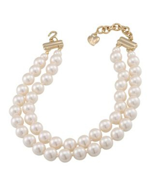 Carolee Two Row 12mm White Pearl Choker Necklace With Goldtone Clasp - WHITE