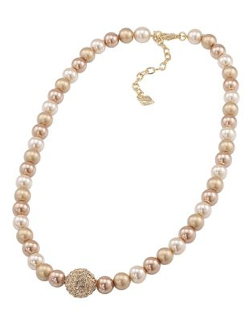 Carolee Gold Pearl Necklace With Gold Crystal Center - GOLD