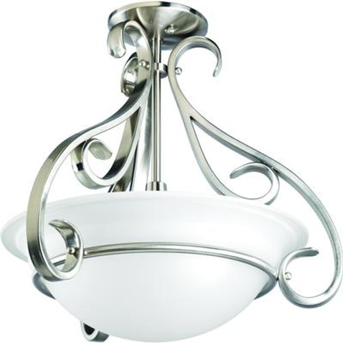 Torino Collection Brushed Nickel 3-light Semi-flushmount