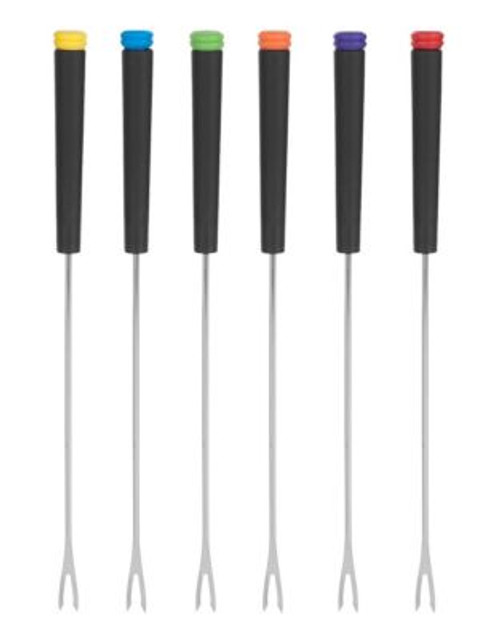 Trudeau Set Of 6 Meat Fondue Forks. - BLACK