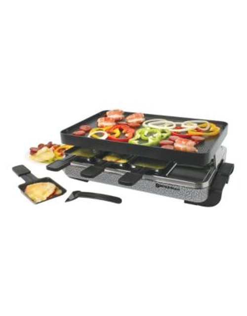 Swissmar 8 Person Eiger Raclette Party Grill with Reversible Cast Aluminum Non Stick Grill Plate - BLACK