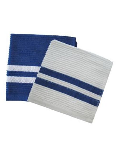 Jamie Oliver Set of 2 Terry Ribbed Dish Cloths - BLUE - 13 X 13 INCHES