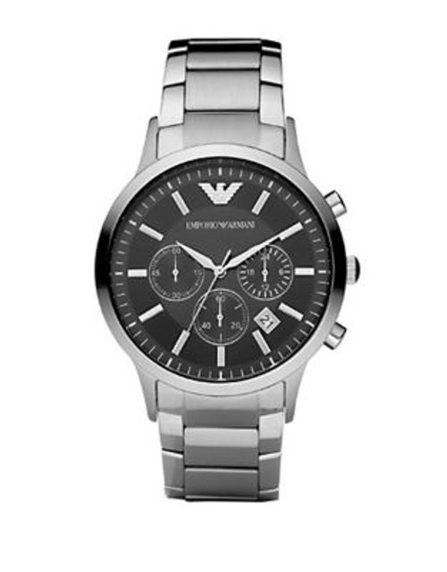 Emporio Armani Men's Black Dial with Stainless Steel Bracelet Watch - SILVER