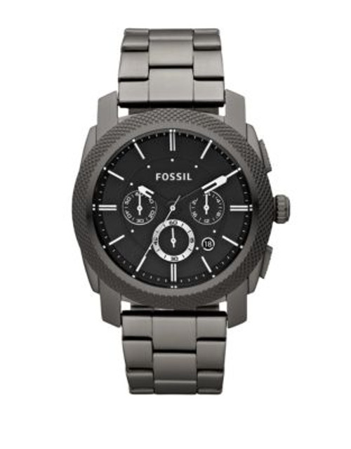 Fossil Mens Smoke Coloured Machine Chronograph Stainless Steel Watch - GREY