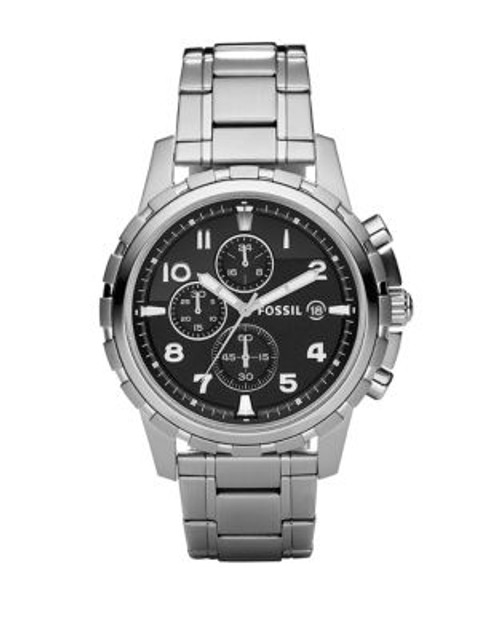 Fossil Mens Dean Chronograph Stainless Steel Watch - SILVER