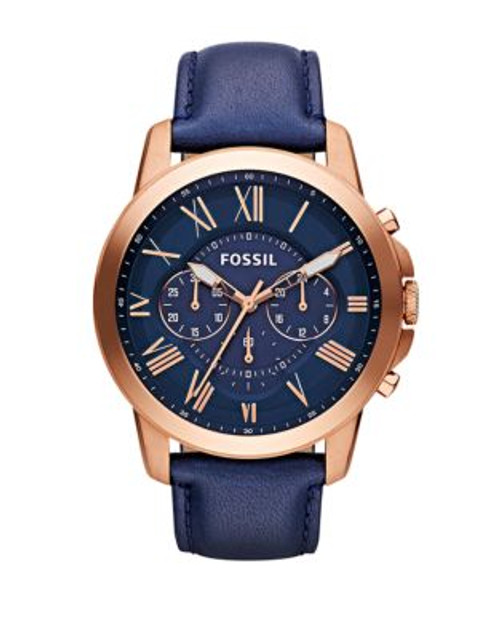 Fossil Grant Chronograph Leather Watch - BLUE