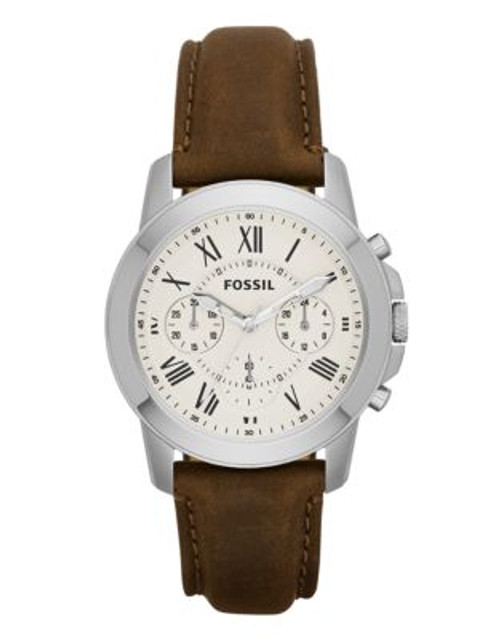 Fossil Grant Chronograph Leather Watch - Brown - BROWN