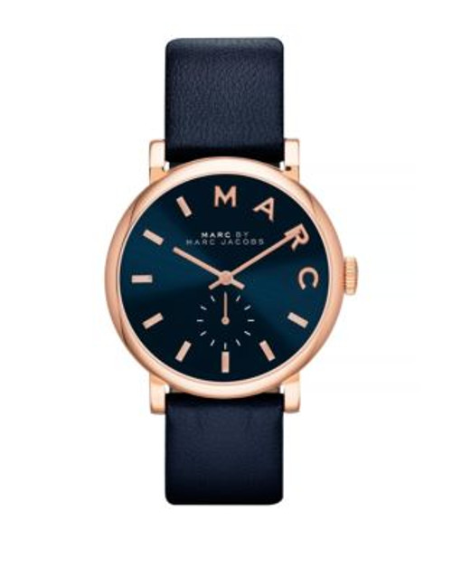Marc By Marc Jacobs Womens Baker Rose Gold and Navy Strap Standard - BLUE