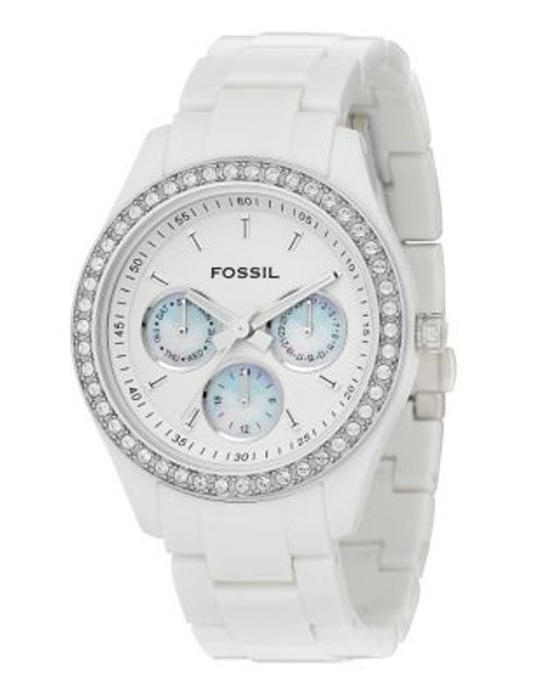 Fossil Stella White Dial With White Resin Bracelet Watch - WHITE
