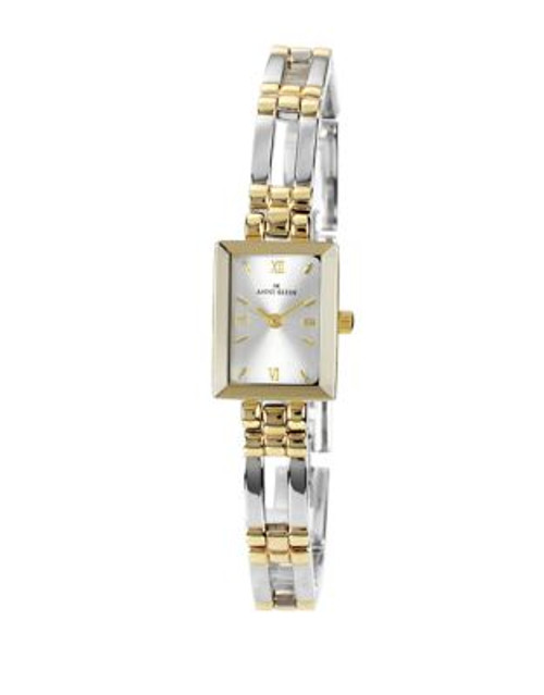 Anne Klein Two tone rectangular ladies dress watch with large link bracelet - TWO TONE