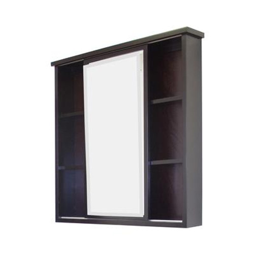 35 In. W X 35 In. H Transitional Birch Wood-Veneer Medicine Cabinet In Dark Mahogany - Brushed Nickel