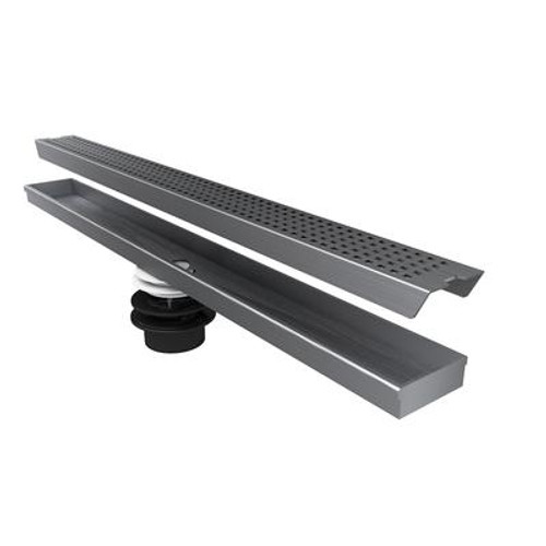 Geotop Linear Shower Drain 30 Inch. Length in a Brushed Satin Stainless Steel Finish