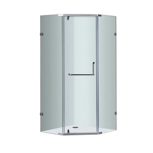 38 Inch x 38 Inch Neo-Angle Semi-Frameless Shower Enclosure in Chrome