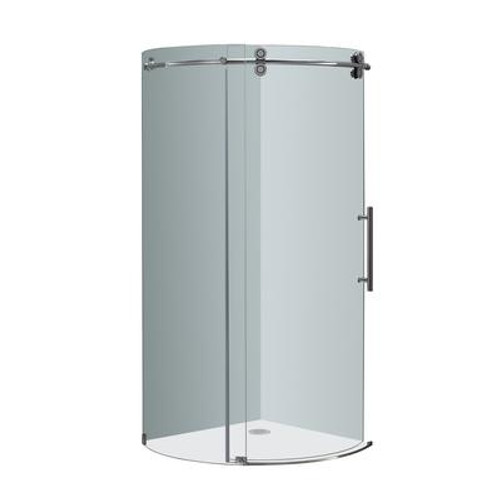 40 Inch x 40 Inch Frameless Round Shower Enclosure in Chrome and Right Opening