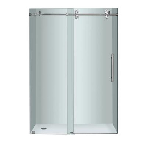 48 Inch x 75 Inch Frameless Sliding Shower Door in Chrome