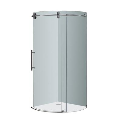40 Inch x 40 Inch Frameless Round Shower Enclosure in Chrome with Left Opening