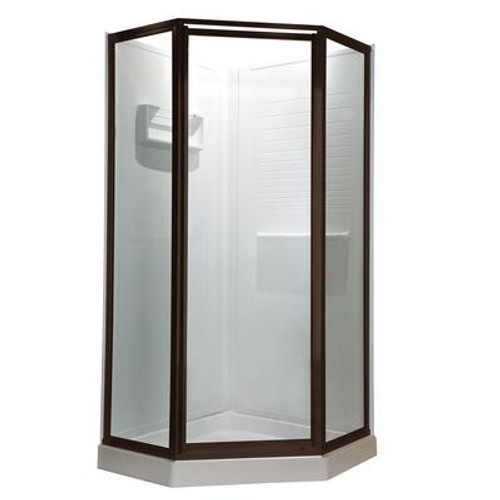 Prestige 18.4 Inch x 24.2 Inch x 18.4 Inch x 68.5 H Neo-Angle Shower Door in Oil-Rubbed Bronze with Clear Glass