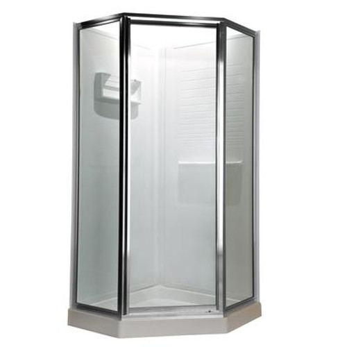 Prestige 18.4375 Inch x 24.25 Inch x 18.4375 Inch x 68.5 Height Neo-Angle Shower Door in Silver and Clear Glass