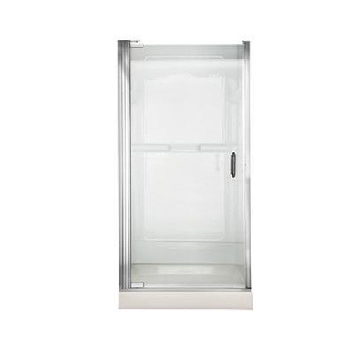 Euro 25.4375 Inch W x 65.5625 Inch H Frameless Continuous Hinge Pivot Shower Door in Silver with Clear Glass