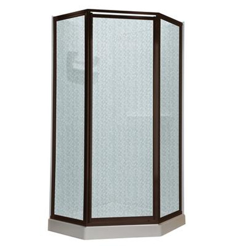Prestige 18.4 Inch x 24.2 Inch x 18.4 Inch x 68.5 H Neo-Angle Shower Door in Oil-Rubbed Bronze with Hammered Glass