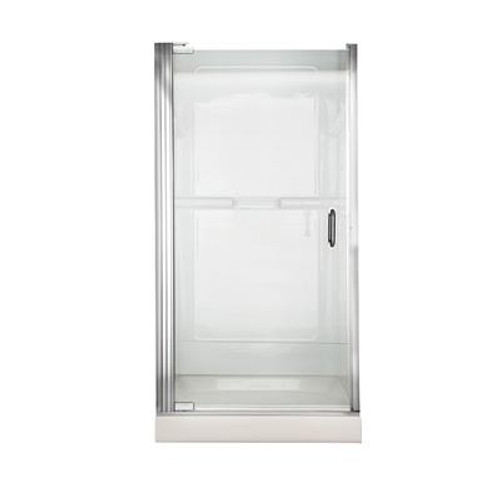 Euro 36 Inch W x 65.5 Inch H Frameless Continueous Hinge Pivot Shower Door in Silver Finish with Clear Glass