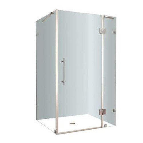 Avalux 40 In. x 32 In. x 72 In. Completely Frameless Shower Enclosure in Stainless Steel