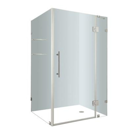 Avalux GS 48 In. x 36 In. x 72 In. Completely Frameless Shower Enclosure with Glass Shelves in Chrome