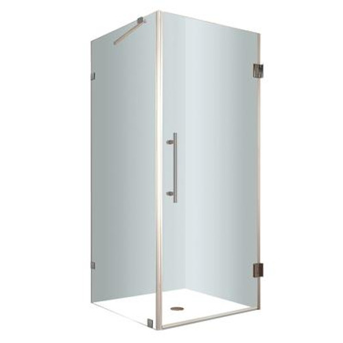Aquadica 34 In. x 34 In. x 72 In. Completely Frameless Square Shower Enclosure in Stainless Steel
