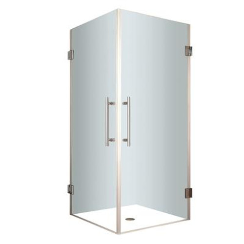 Vanora 32 In. x 32 In. x 72 In. Completely Frameless Square Shower Enclosure in Stainless Steel
