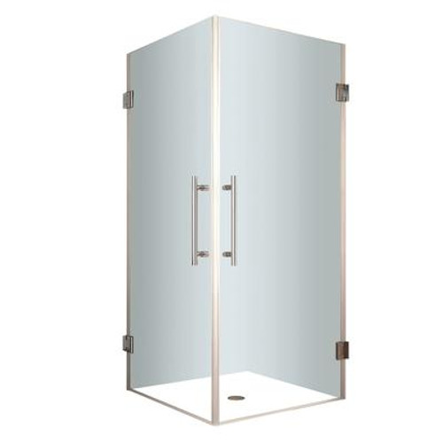 Vanora 38 In. x 38 In. x 72 In. Completely Frameless Square Shower Enclosure in Stainless Steel