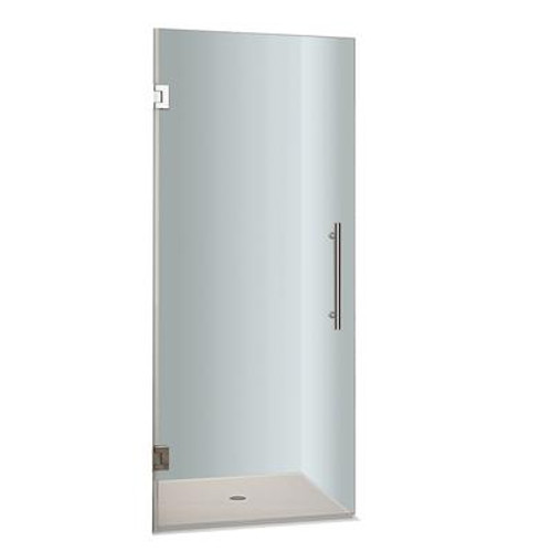 Cascadia 22 In. x 72 In. Completely Frameless Hinged Shower Door in Stainless Steel