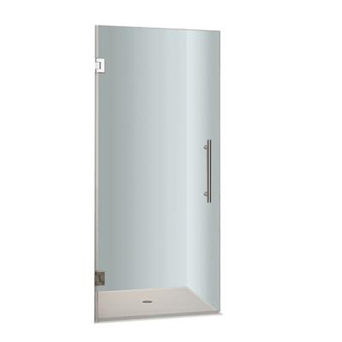 Cascadia 30 In. x 72 In. Completely Frameless Hinged Shower Door in Stainless Steel